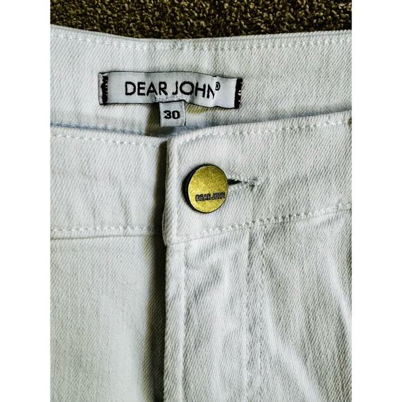 Dear John Lillie Frayed hem Cut Off Denim Jean White Embroidered Shorts Size 30 - Picture 4 of 16